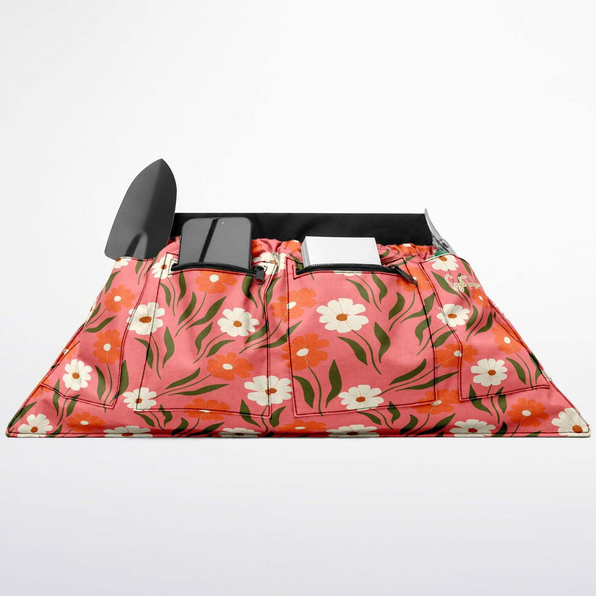 Peach Petal Parade Floral Garden Harvest Apron Bag