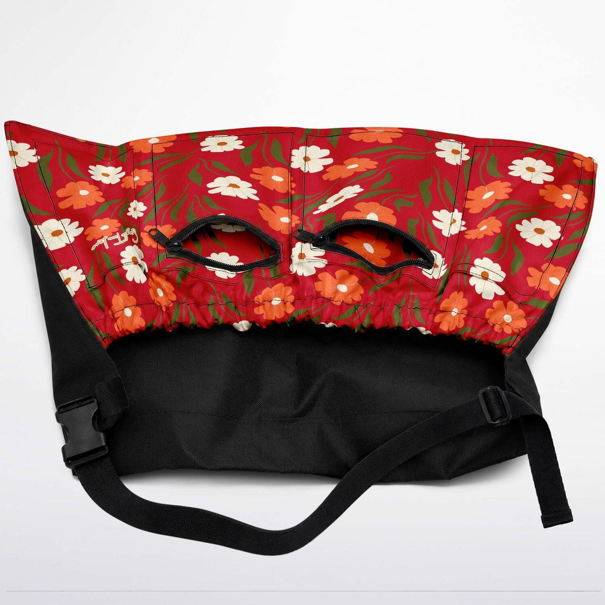 Peachy Petal Parade Floral in Vibrant Red Garden Harvest Apron Bag