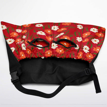 Peachy Petal Parade Floral in Vibrant Red Garden Harvest Apron Bag