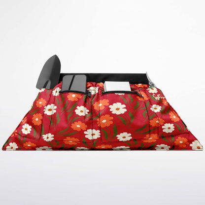 Peachy Petal Parade Floral in Vibrant Red Garden Harvest Apron Bag