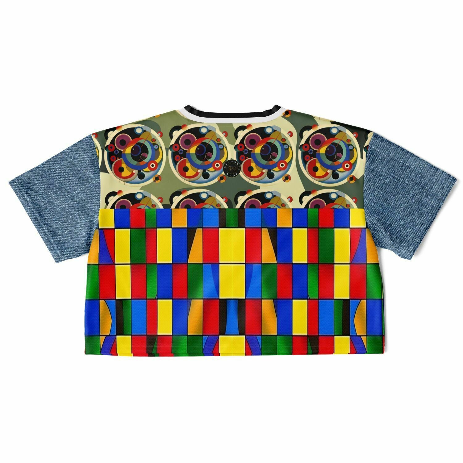 Picasso Primary Geometric THS 1986 Eco-Poly V-Neck Crop Jersey