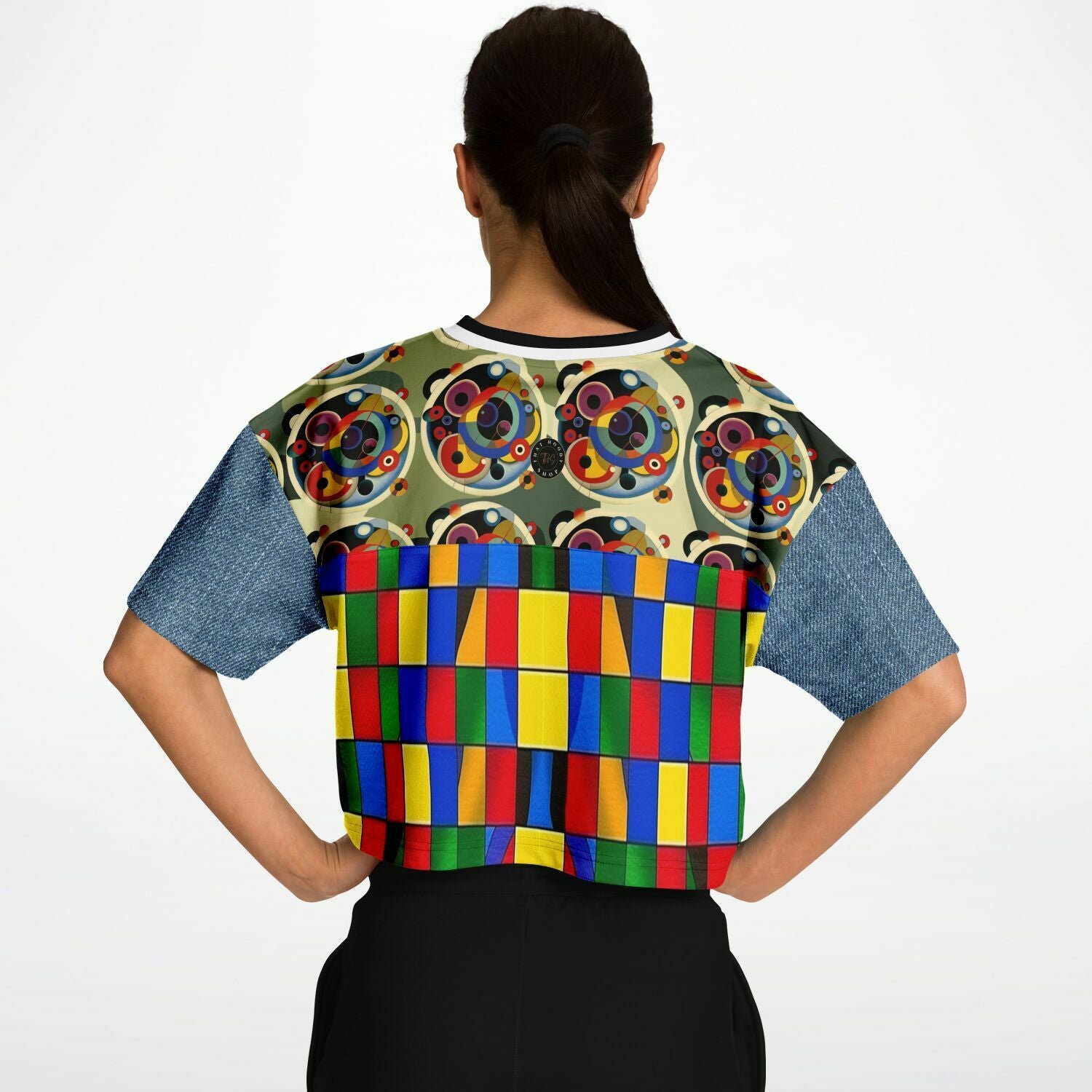 Picasso Primary Geometric THS 1986 Eco-Poly V-Neck Crop Jersey