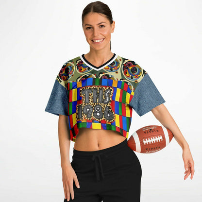 Picasso Primary Geometric THS 1986 Eco-Poly V-Neck Crop Jersey