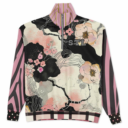 Pink Blossoms in the Garden Heavyweight Oversized Quarter Zip Sweatshirt