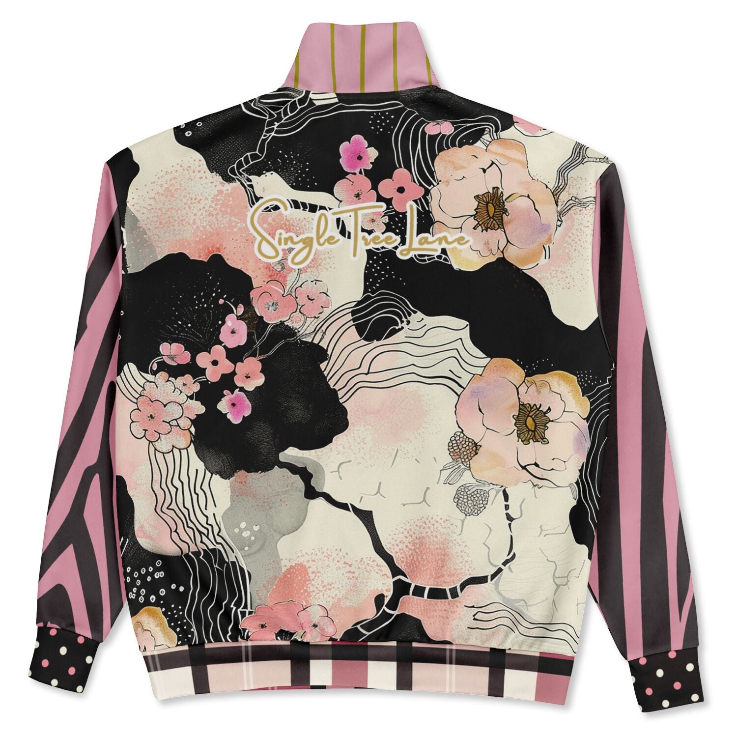 Pink Blossoms in the Garden Heavyweight Oversized Quarter Zip Sweatshirt