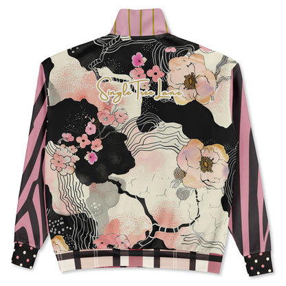 Pink Blossoms in the Garden Heavyweight Oversized Quarter Zip Sweatshirt