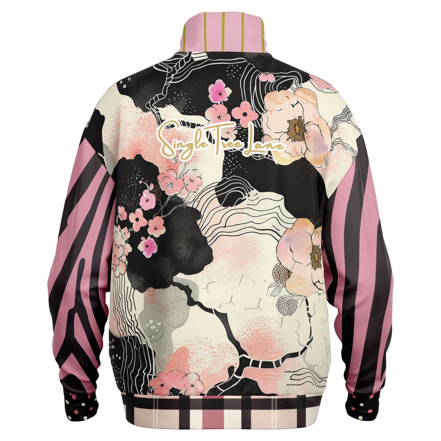 Pink Blossoms in the Garden Heavyweight Oversized Quarter Zip Sweatshirt