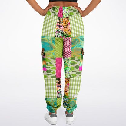 Pink Cerise Plaid Paisley Eco-Poly Cargo Joggers