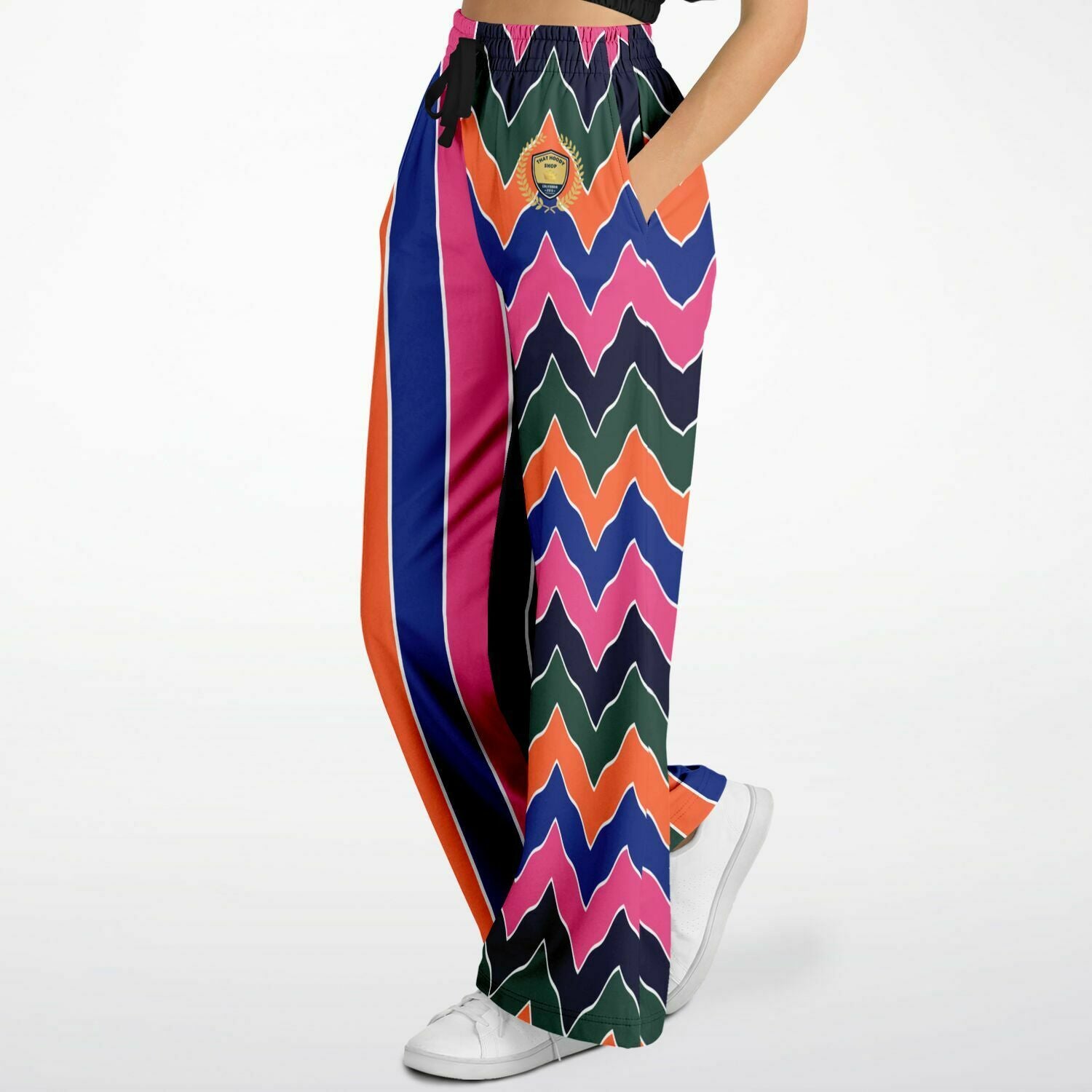 Pink Cerise Rugby Stripe Eco-Poly Wide Leg Pants