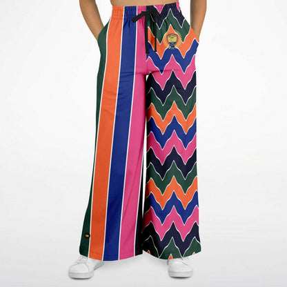 Pink Cerise Rugby Stripe Eco-Poly Wide Leg Pants