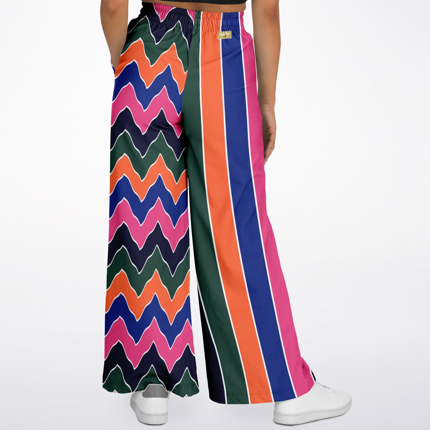 Pink Cerise Rugby Stripe Eco-Poly Wide Leg Pants
