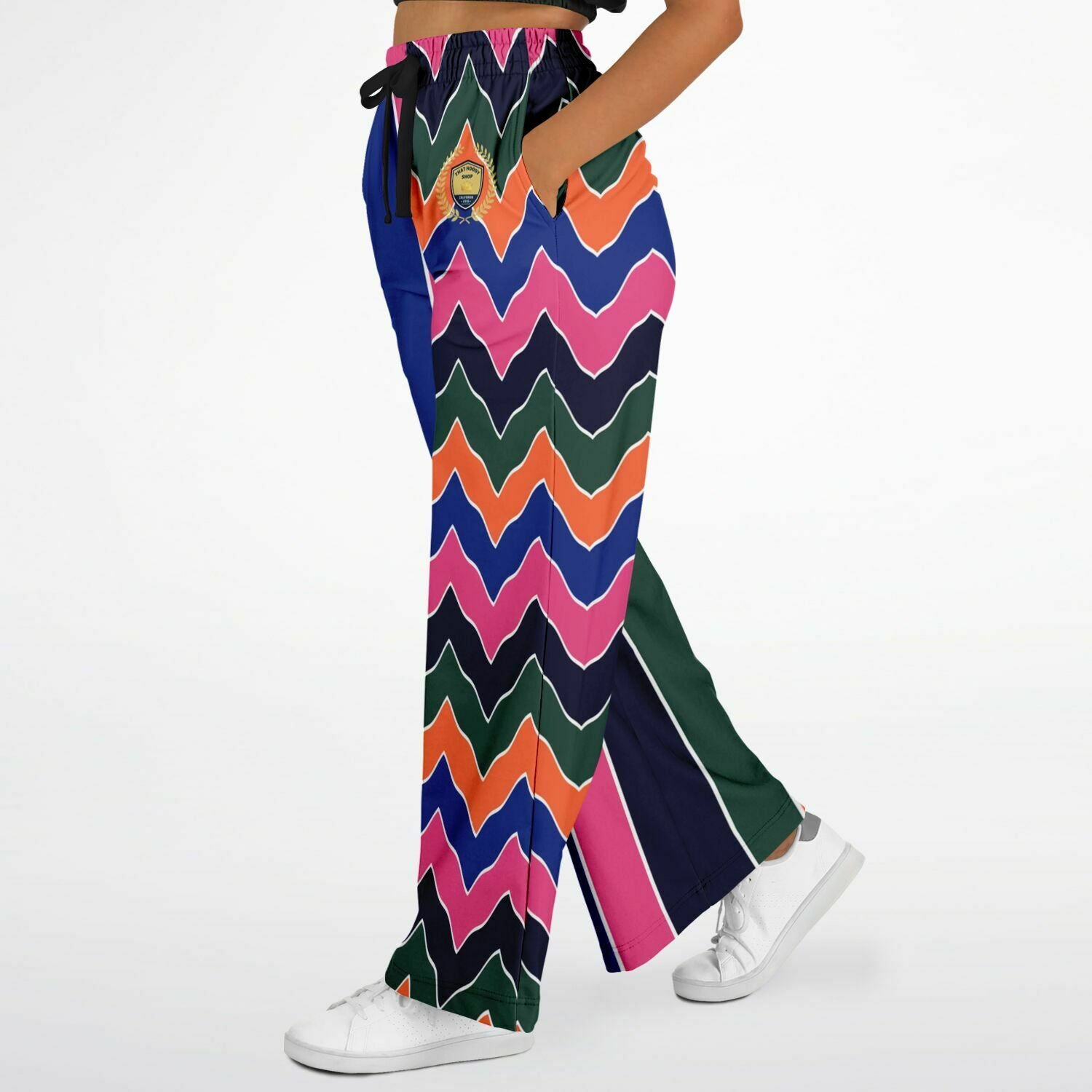 Pink Cerise Rugby Stripe Eco-Poly Wide Leg Pants