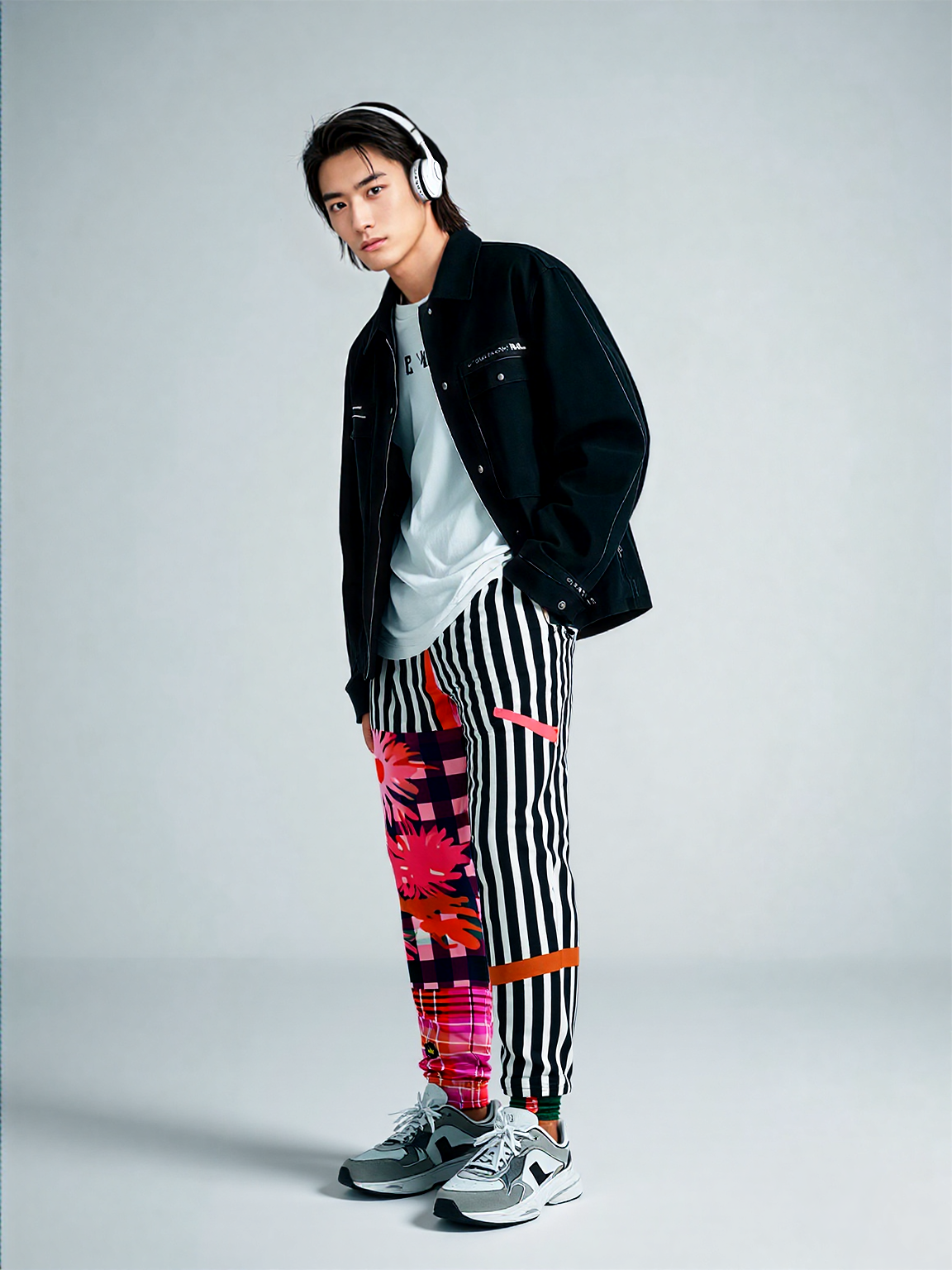 Pink Chrysanthemum Plaid Eco-Poly Unisex Joggers