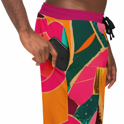 Pink Floral Mosaic Eco-Poly Unisex Joggers
