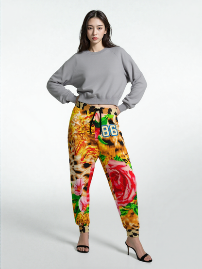 Pink Hibiscus Leopard Eco-Poly Unisex Joggers