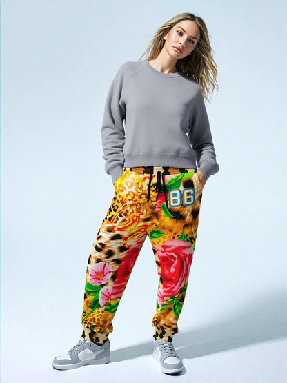 Pink Hibiscus Leopard Eco-Poly Unisex Joggers