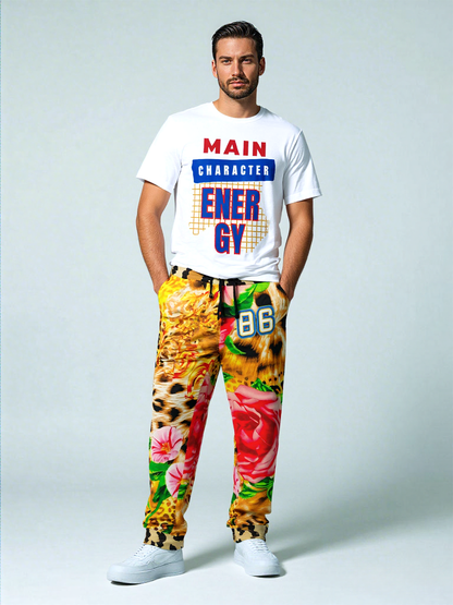 Pink Hibiscus Leopard Eco-Poly Unisex Joggers