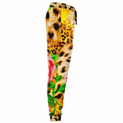 Pink Hibiscus Leopard Eco-Poly Unisex Joggers