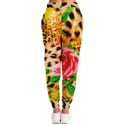 Pink Hibiscus Leopard Eco-Poly Unisex Joggers
