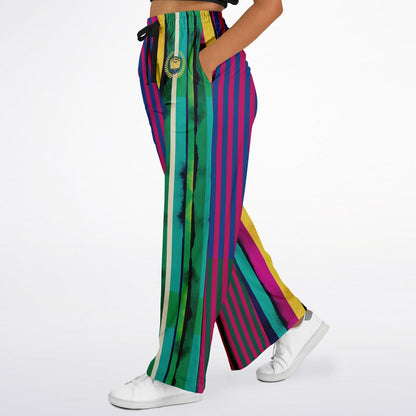 Black in the Pink Stripe Eco-Poly Wide Leg Pants