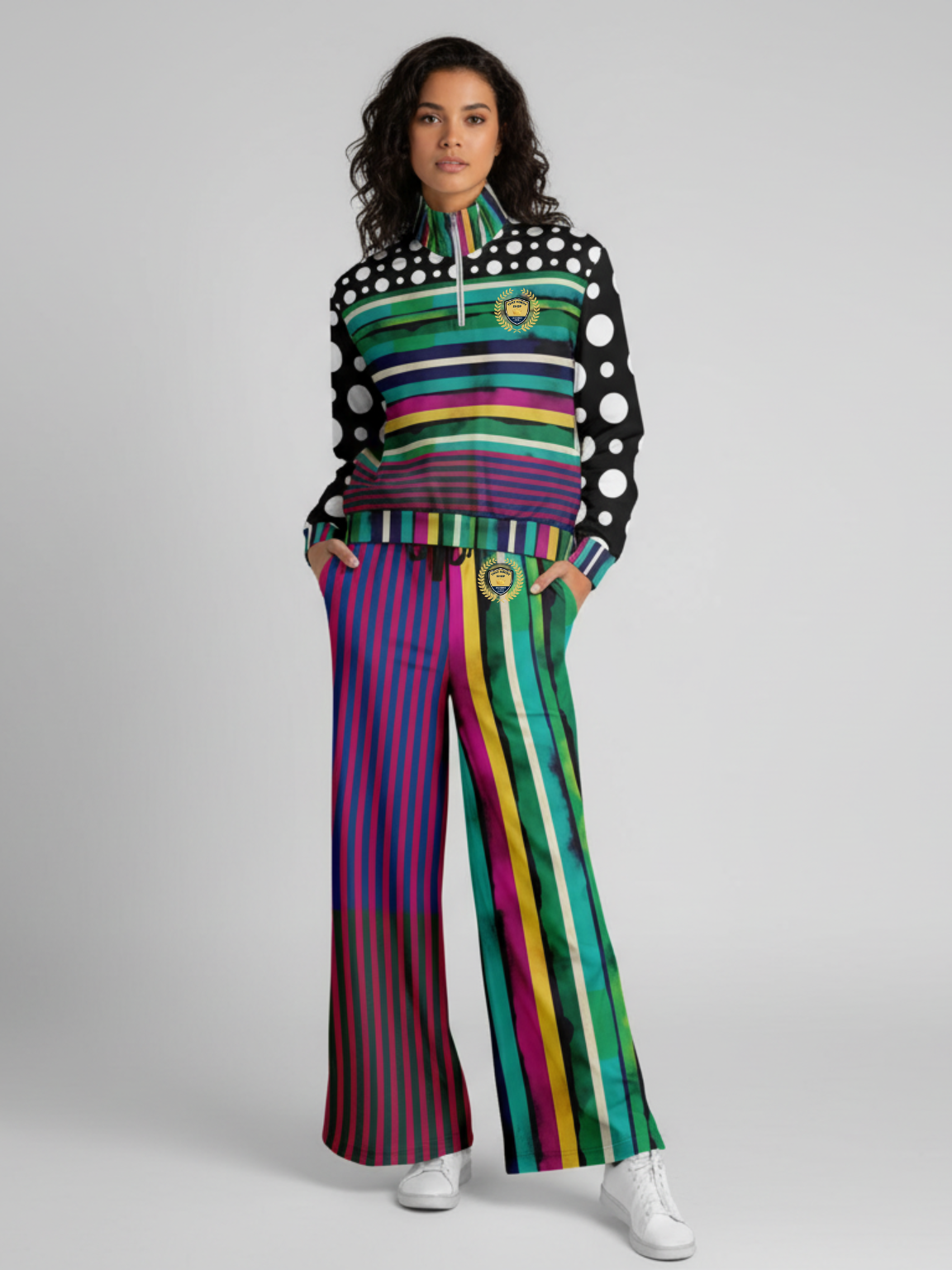 Black in the Pink Stripe Heavyweight Oversized Quarter Zip Sweatshirt