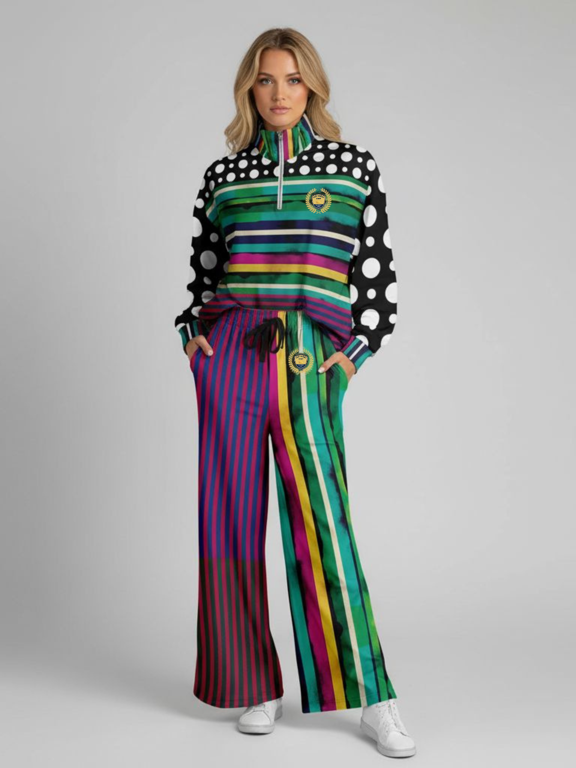 Black in the Pink Stripe Eco-Poly Wide Leg Pants