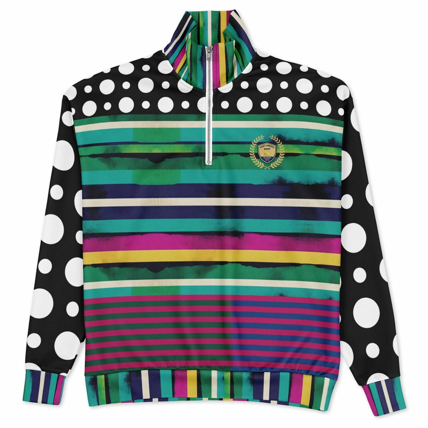 Black in the Pink Stripe Heavyweight Oversized Quarter Zip Sweatshirt