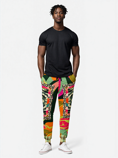 Pink Mardi Gras Floral Camo Plaid Eco-Poly Unisex Joggers
