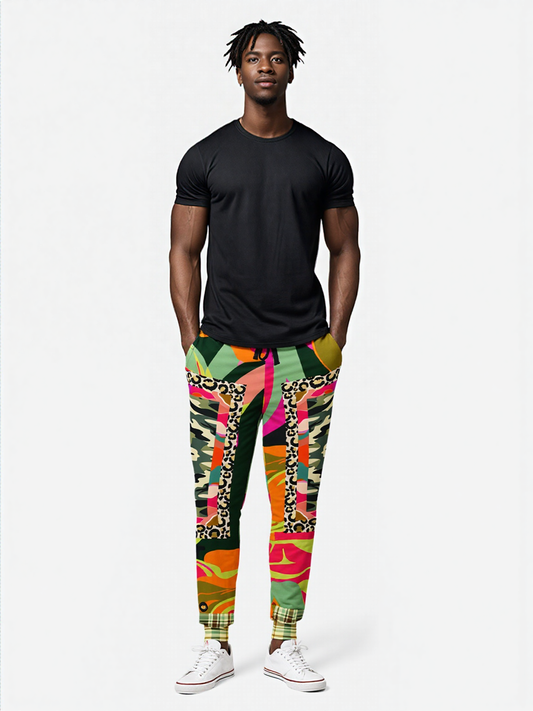 Pink Mardi Gras Floral Camo Plaid Eco-Poly Unisex Joggers