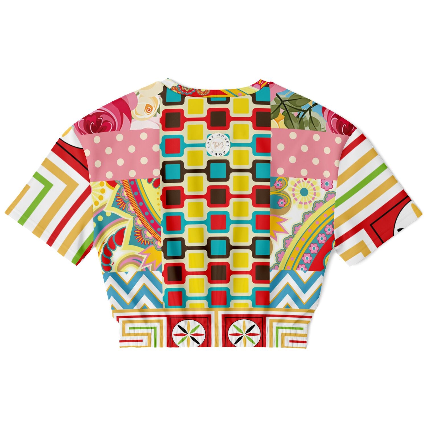 Pink Paisley Park Visage Eco-Poly Short Sleeve Cropped Pullover