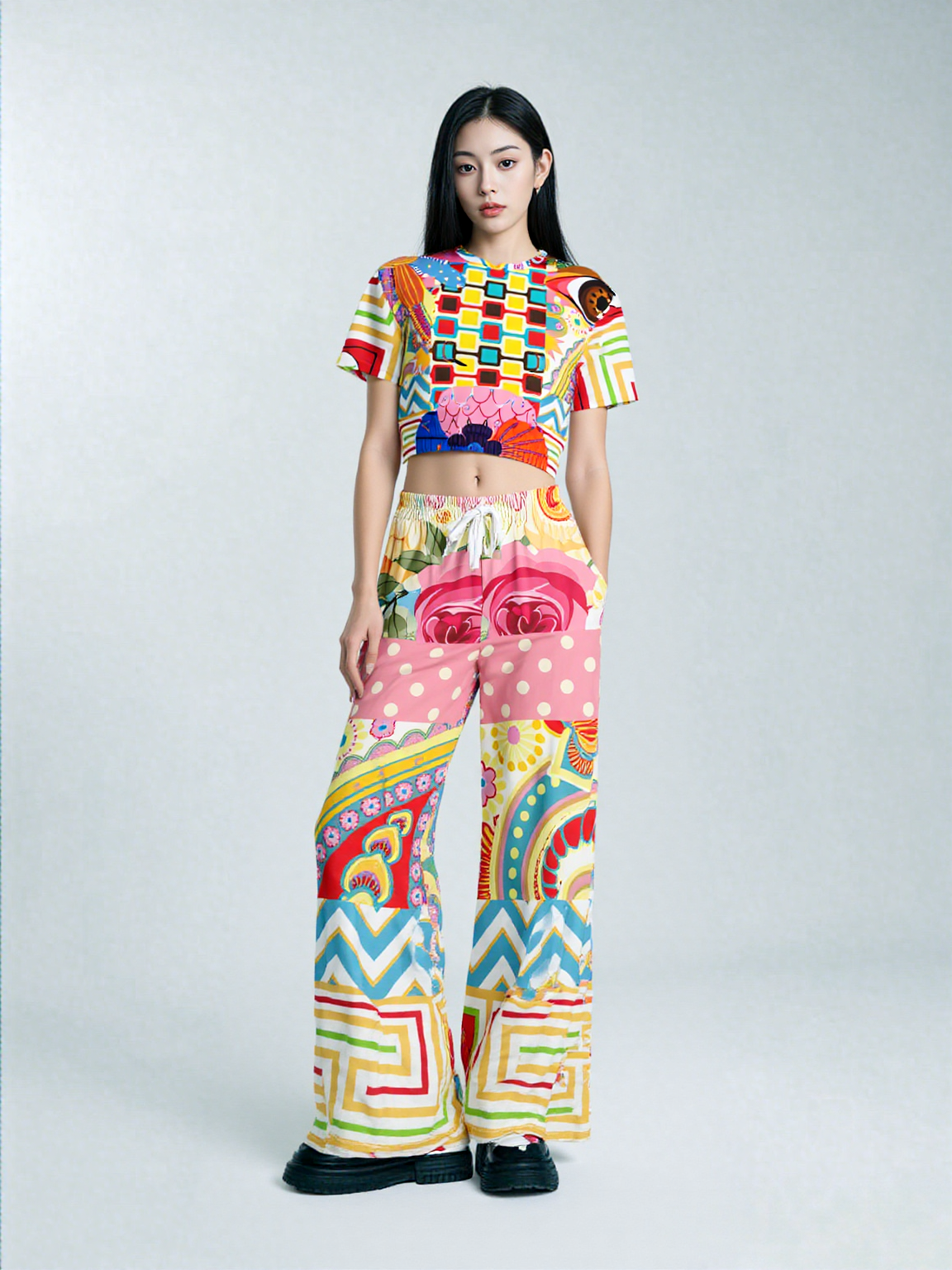 Pink Paisley Park Eco-Poly Wide Leg Pants