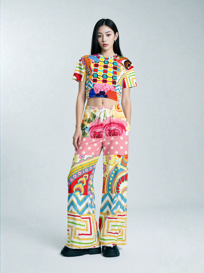 Pink Paisley Park Eco-Poly Wide Leg Pants