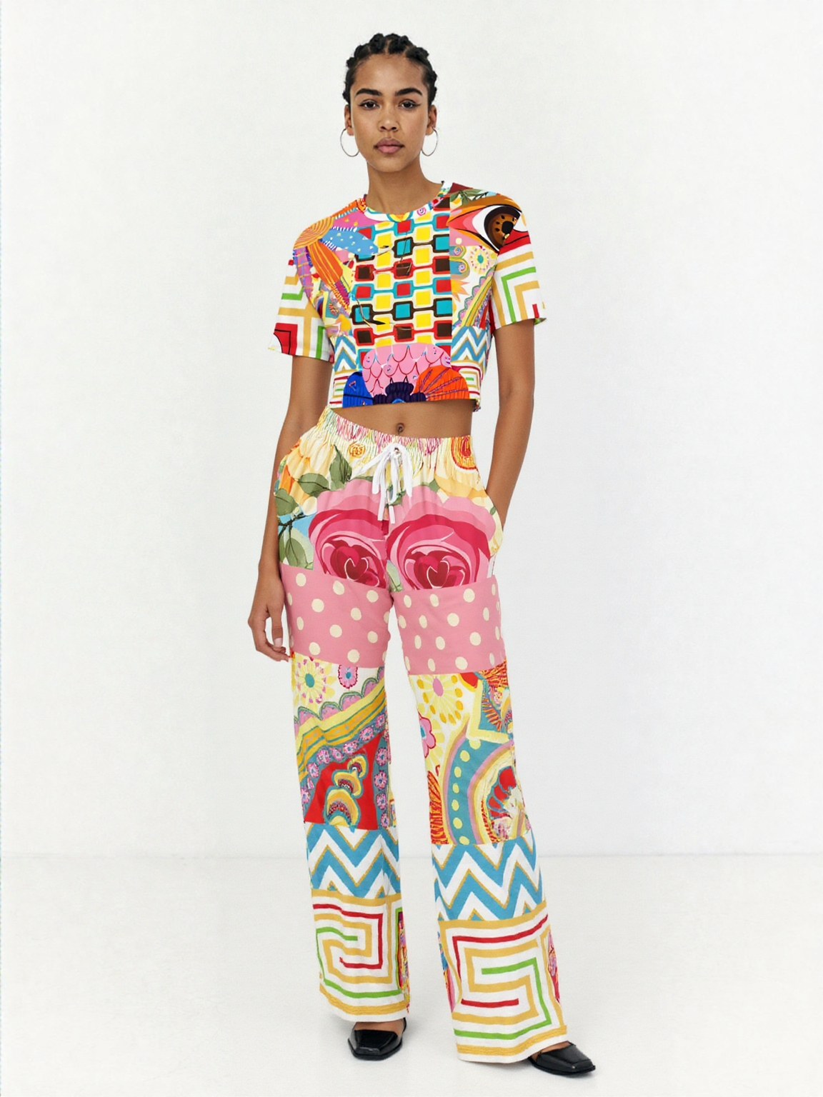 Pink Paisley Park Eco-Poly Wide Leg Pants