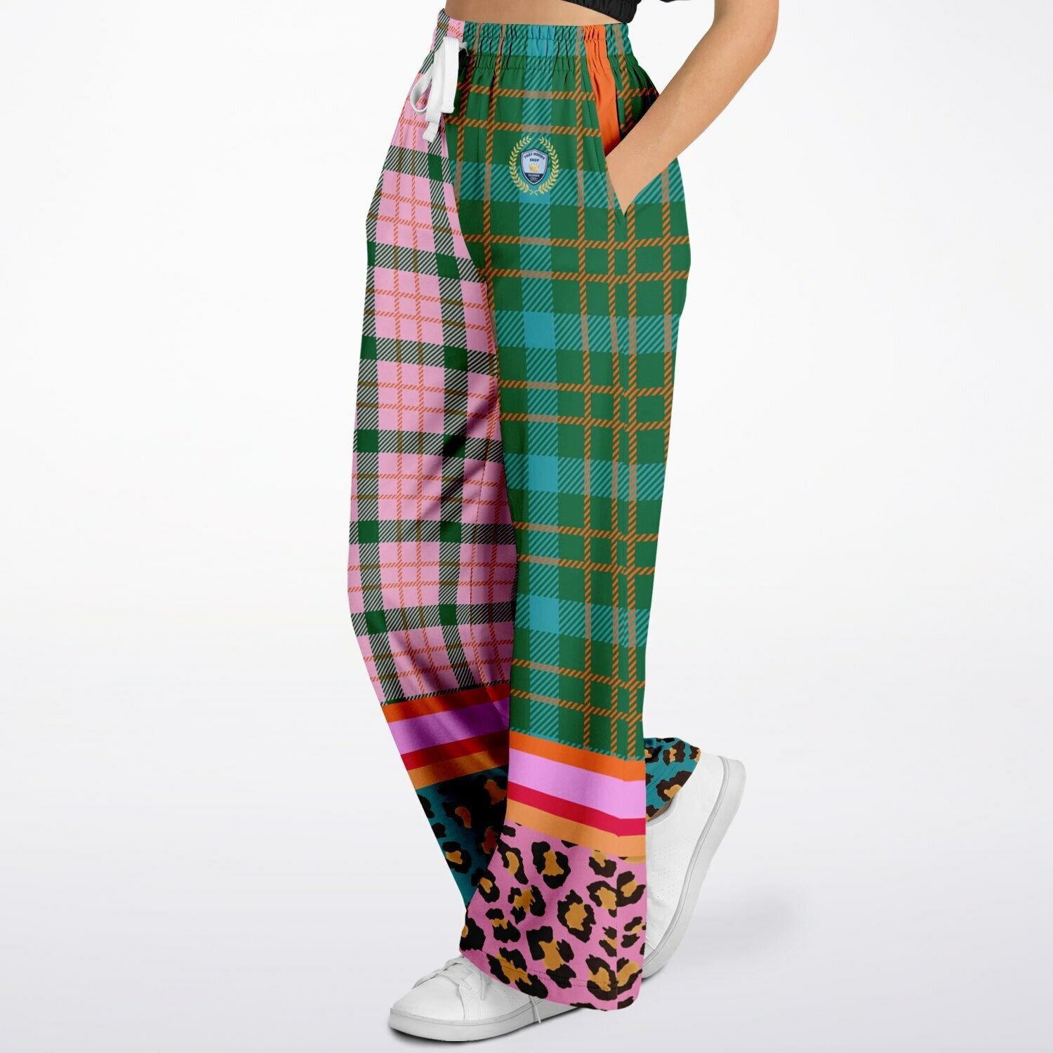 Pink Passion Haberdashery Plaid Duo Eco-Poly Wide Leg Pants