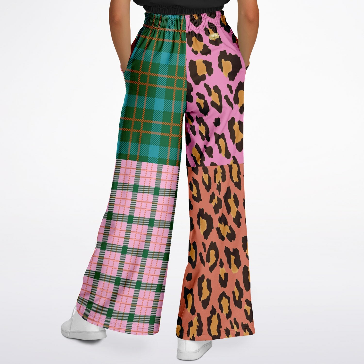 Pink Passion Haberdashery Plaid Patchwork Eco-Poly Wide Leg Pants