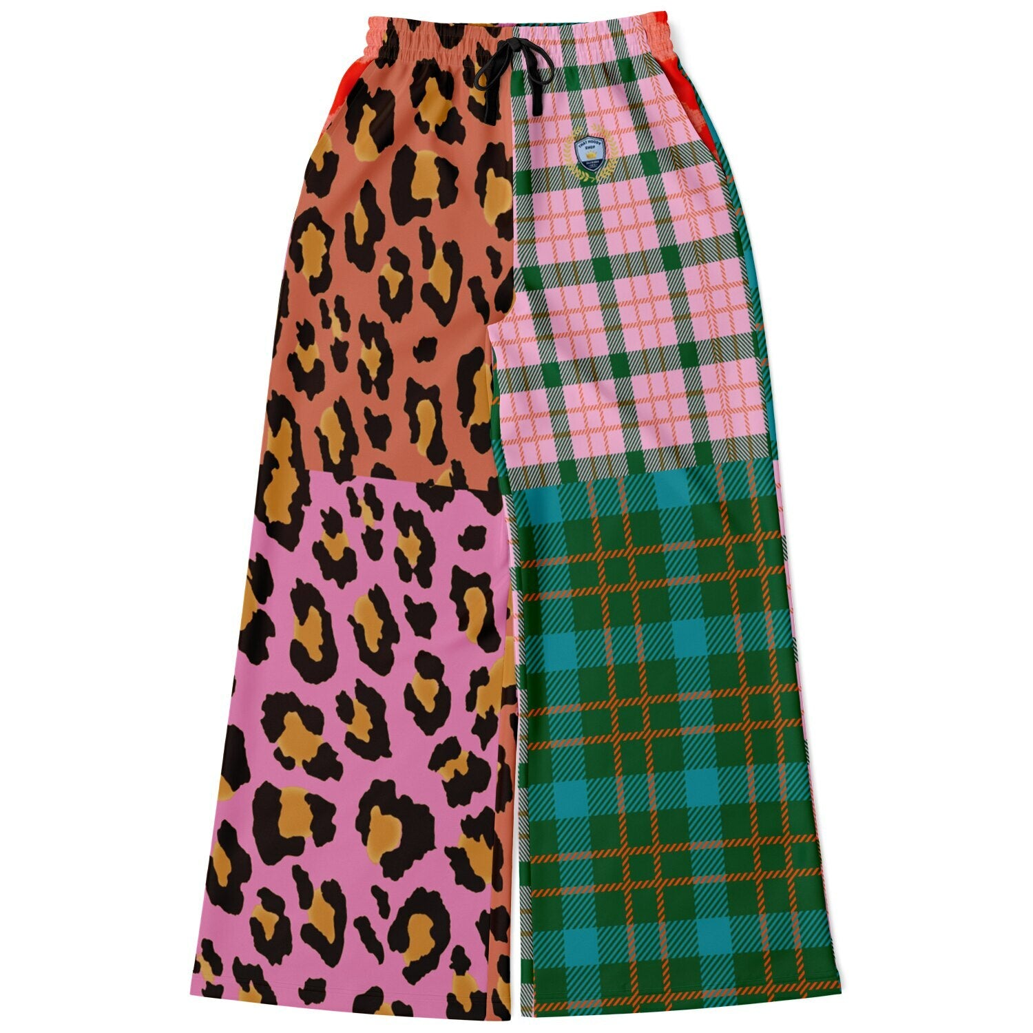 Pink Passion Haberdashery Plaid Patchwork Eco-Poly Wide Leg Pants