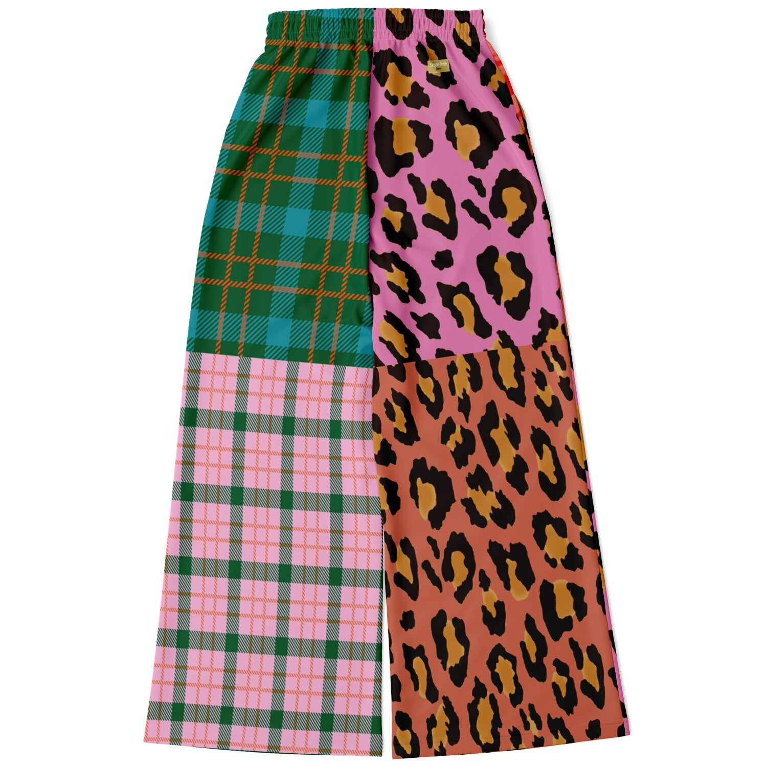 Pink Passion Haberdashery Plaid Patchwork Eco-Poly Wide Leg Pants