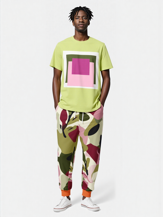 Pink Tulip Abstract Camo Eco-Poly Unisex Joggers