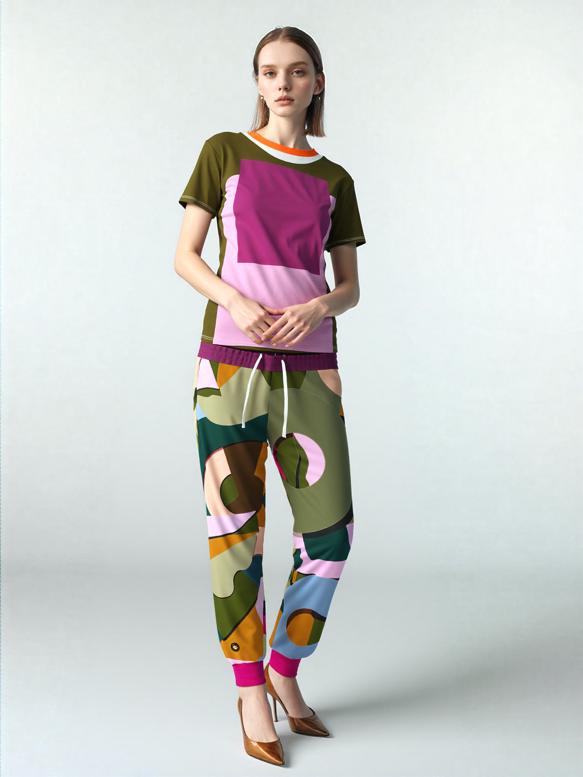 Pink Abstract Jungle Eco-Poly Camo Unisex Joggers