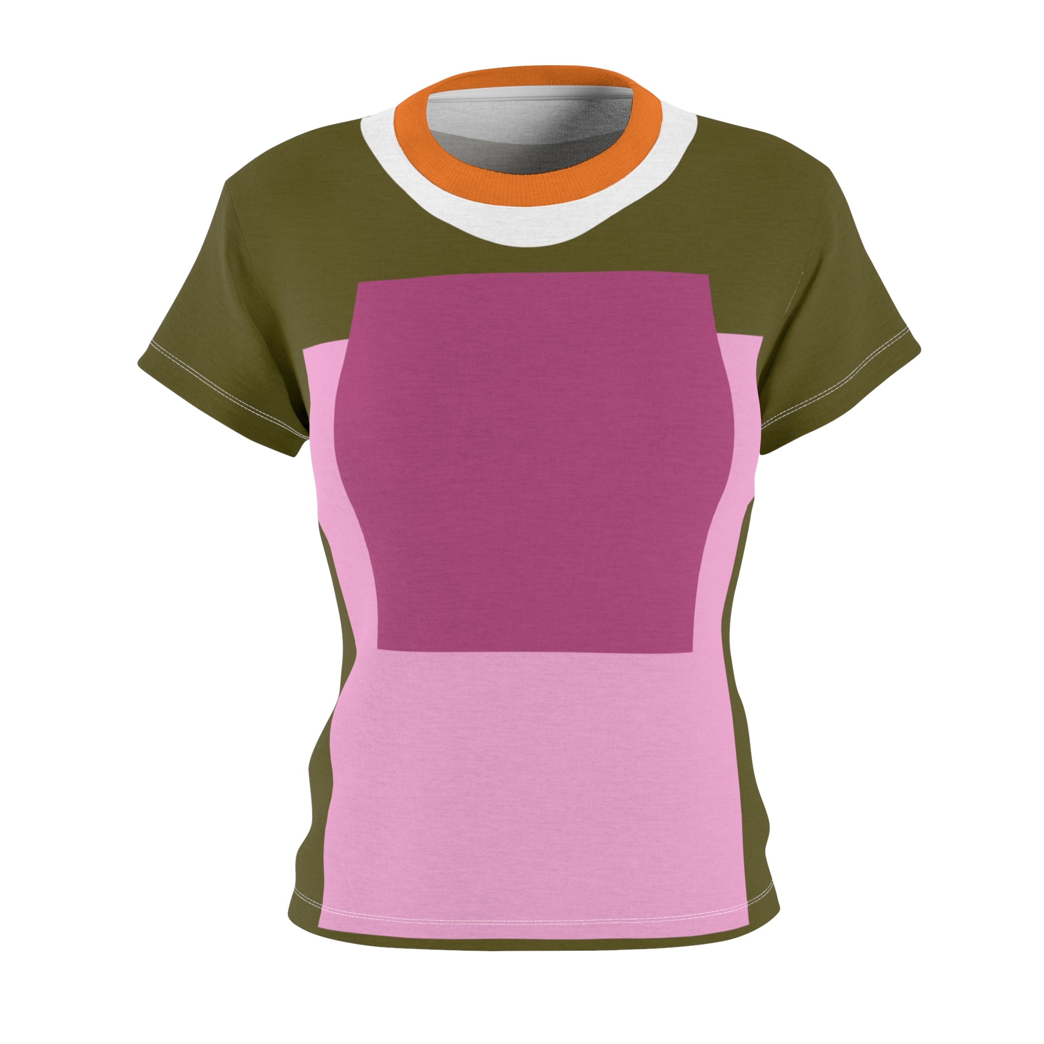 Pink Squared Geometric Print Colorful AOP Women&