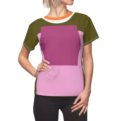 Pink Squared Geometric Print Colorful AOP Women&