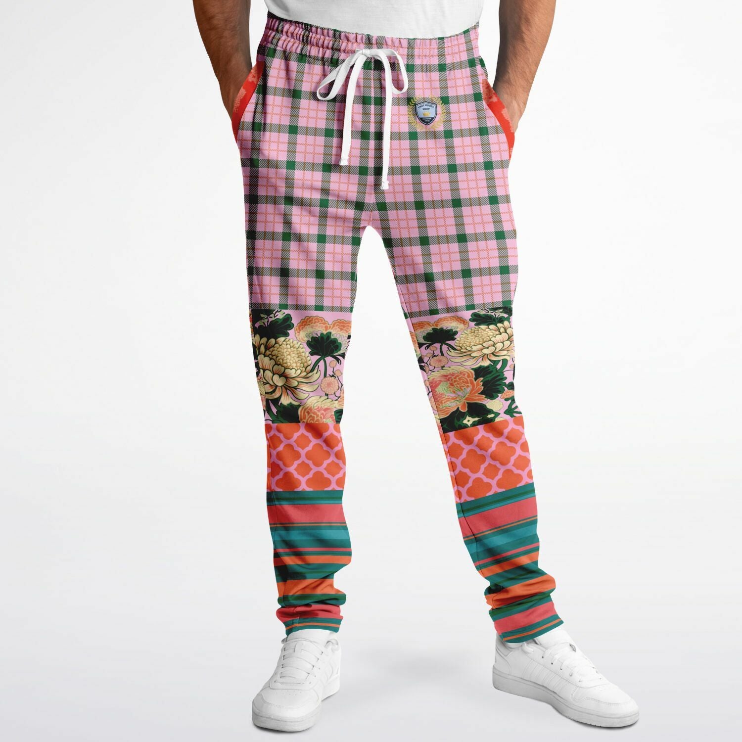 Pink Zen Blossom Chrysanthemum Unisex Eco-Poly Track Pants