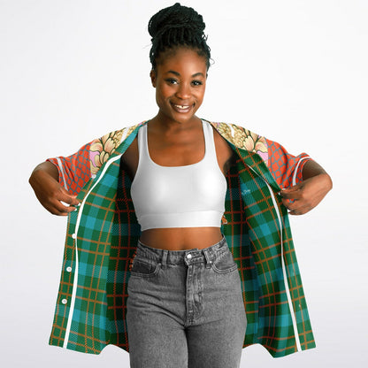 Pink Zen Blossom Chrysanthemum Short Sleeve Eco-Poly Reversible Baseball Jersey