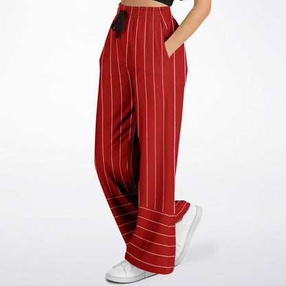 Pinstripes in Tomato and White Eco-Poly Wide Leg Pants