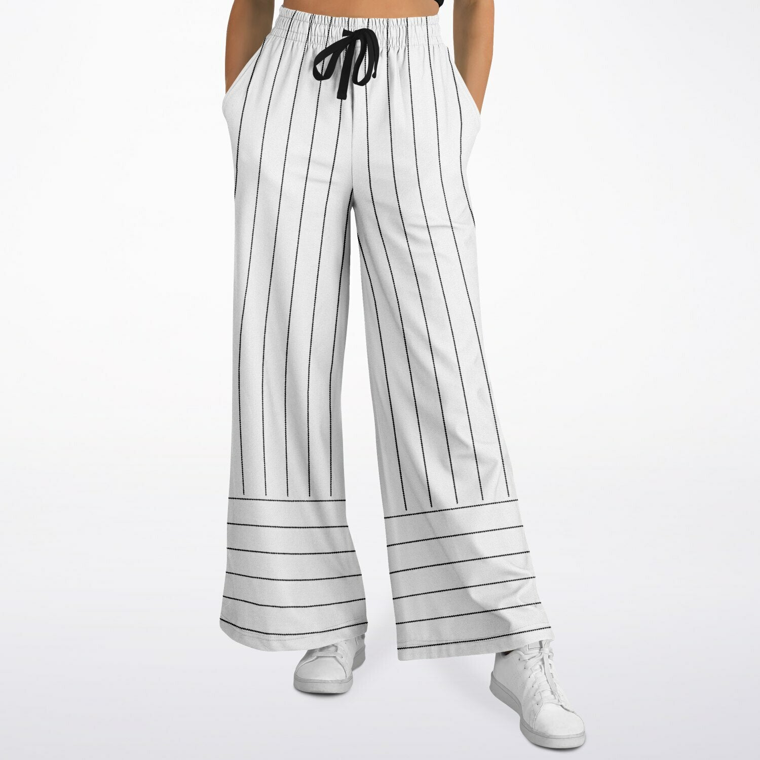Pinstripes in Winter Ice Eco-Poly Wide Leg Pants
