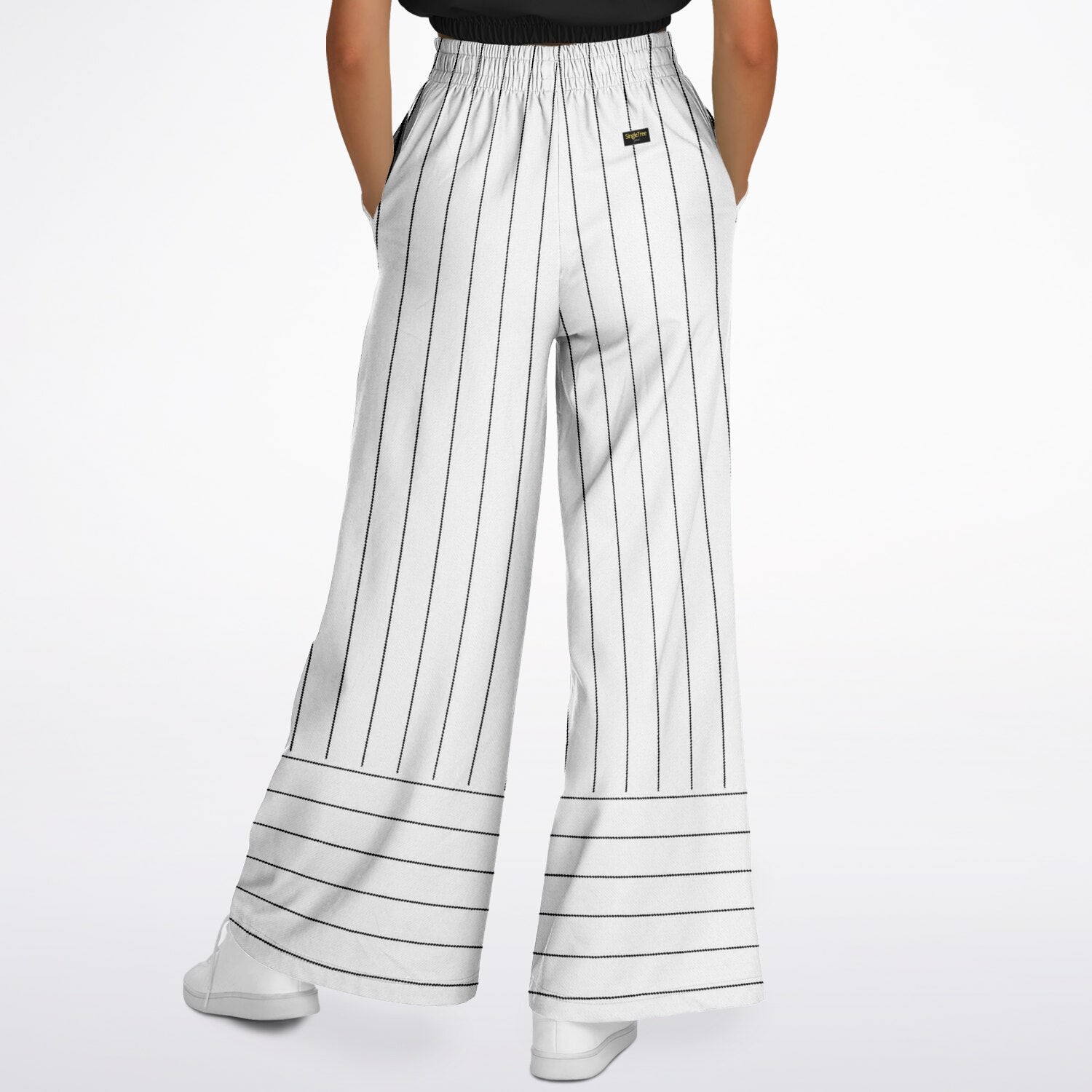 Pinstripes in Winter Ice Eco-Poly Wide Leg Pants