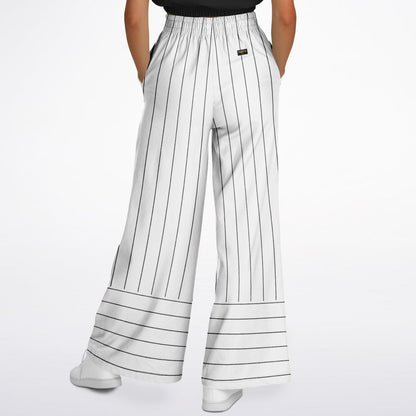 Pinstripes in Winter Ice Eco-Poly Wide Leg Pants