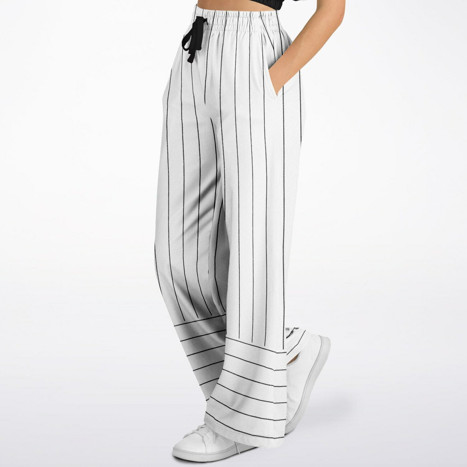 Pinstripes in Winter Ice Eco-Poly Wide Leg Pants