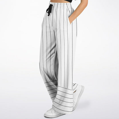 Pinstripes in Winter Ice Eco-Poly Wide Leg Pants