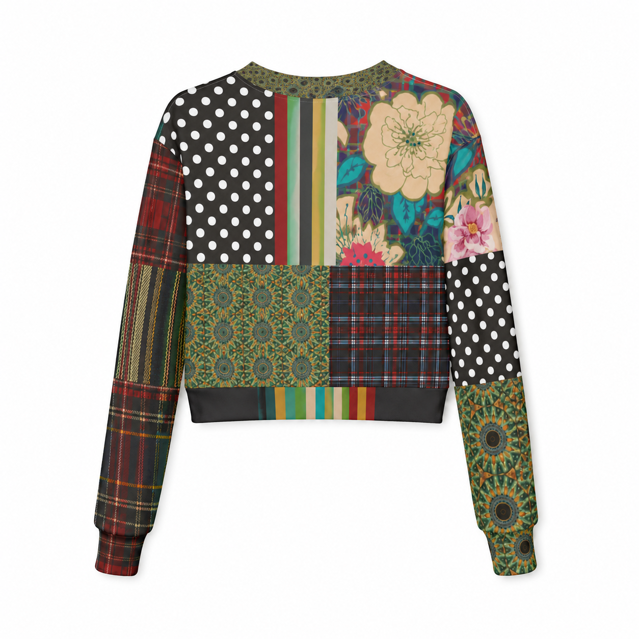 Plaid About Flowers Patchwork Cropped Sweatshirt (Gold Label)